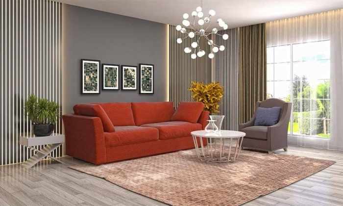 Modern living room chandeliers mid century knew needed never decor sofa brown chandelier rug couch